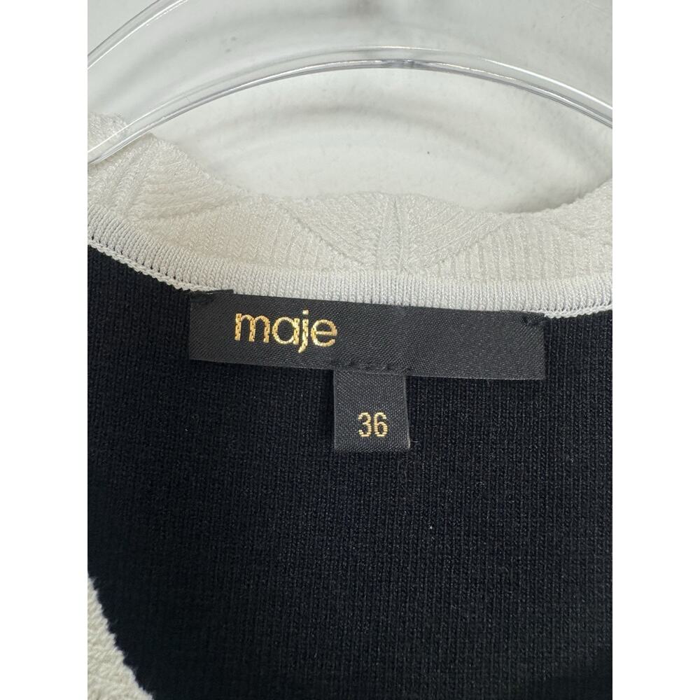 Maje Knit Dress Women’s XS 36 Modest Formal Contrast Trim - Picture 8 of 12